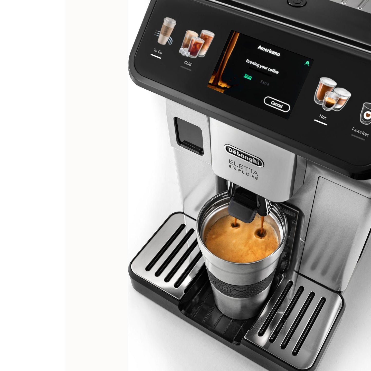 Eletta Explore ECAM450.55.S - über 40 heiße und kalte Rezepte, mit Heißer und kalter Milchschaum, 4 Benutzerprofile, 3,5'' TFT Touch Display, 300g, 1,8l, 19 ba - Silber